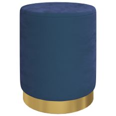 Tabouret de rangement rond Bleu Velours