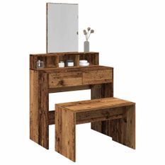 Tabouret de toilette vieux bois 70x35x45 cm bois d'ingénierie