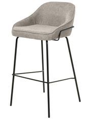 Tabouret en tissu avec pieds en métal noir SHARLE - Assise 66 ou 76 cm