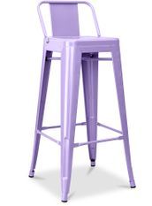 Tabouret haut industriel avec dossier acier brillant Kalax 76 cm - Haut de gamme