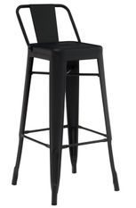 Tabouret industriel avec dossier en acier brillant KONTOIR - Hauteur d'assise 74 cm