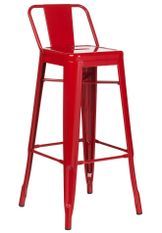 Tabouret industriel avec dossier KONTOIR en acier brillant - Hauteur d'assise 74 cm