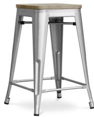 Tabouret industriel en acier vintage et bois clair REKO - Assise 60 cm