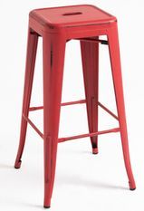 Tabouret industriel métal vintage rouge vieilli Kontoir 76 cm