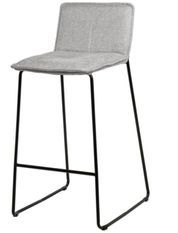 Tabouret moderne tissu avec pieds en métal noir BOTANE - Assise 65 ou 74 cm