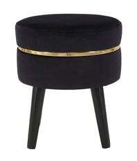 Tabouret noir velours noir style rétro glamour PARIS