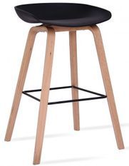 Tabouret nordique en bois de hêtre et assise noir Korane 66 cm