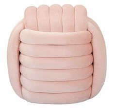 Tabouret pouf en velours rose design noué Softy