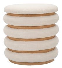 Tabouret pouf rond design motif cercles DAMASCO
