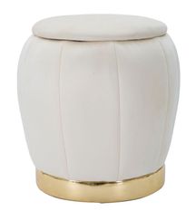 Tabouret/rangement paris crème/or cm ø 43 x 43