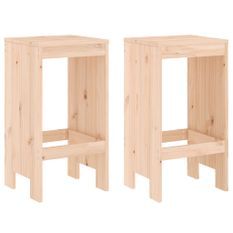 Tabourets de bar 2 pcs 40x36x75 cm bois massif de pin