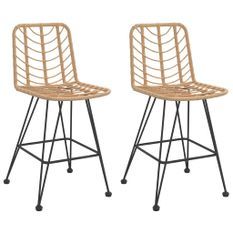 Tabourets de bar 2 pcs 45x56x103,5 cm Résine tressée et acier