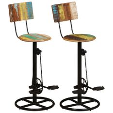 Tabourets de bar 2 pcs Bois de récupération massif