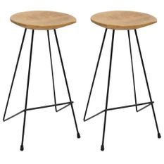 Tabourets de bar 2 pcs Bois de teck massif 2