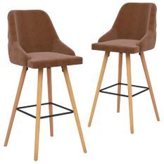 Tabourets de bar 2 pcs Marron Velours Lounga