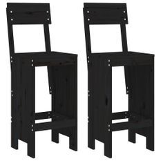 Tabourets de bar 2 pcs noir 40x48,5x115,5 cm bois massif de pin