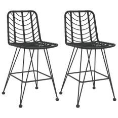 Tabourets de bar 2 pcs Noir 45x56x103,5 cm Résine tressée acier