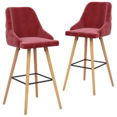 Tabourets de bar 2 pcs Rouge bordeaux Velours Lounga