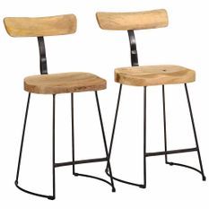 Tabourets de bar lot de 2 49x43x79 cm bois de manguier massif