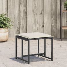 Tabourets de jardin avec coussins lot de 4 noir résine tressée