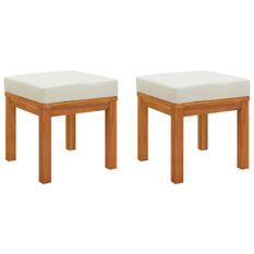 Tabourets de jardin et coussins 2 pcs 40x40x42 cm Acacia solide