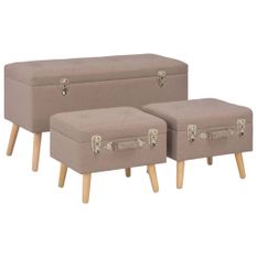 Tabourets de rangement 3 pcs Marron Tissu