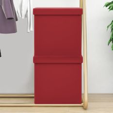 Tabourets de rangement pliables lot de 2 rouge bordeaux PVC