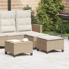 Tabourets jardin coussins 2pcs beige 55x55x36 cm résine tressée