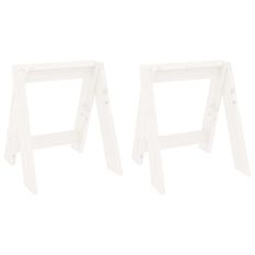 Tabourets lot de 2 blanc 40x40x45 cm bois massif de pin