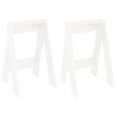 Tabourets lot de 2 blanc 40x40x60 cm bois massif de pin