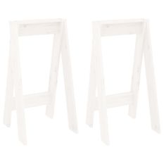 Tabourets lot de 2 blanc 40x40x75 cm bois massif de pin