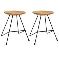 Tabourets lot de 2 bois de teck massif