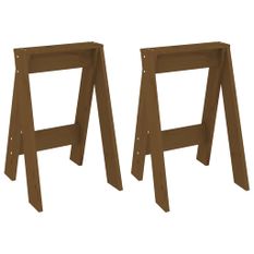 Tabourets lot de 2 marron miel 40x40x60 cm bois massif de pin