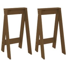 Tabourets lot de 2 marron miel 40x40x75 cm bois massif de pin