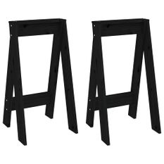 Tabourets lot de 2 noir 40x40x75 cm bois massif de pin