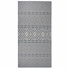 Tapis à tissage plat d'extérieur 100x200 cm Rayures bleues