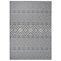 Tapis à tissage plat d'extérieur 120x170 cm Rayures bleues