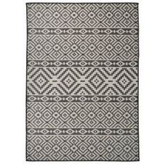 Tapis à tissage plat d'extérieur 120x170 cm Rayures noires