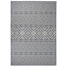 Tapis à tissage plat d'extérieur 140x200 cm Rayures bleues