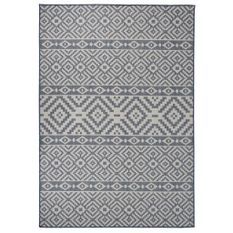 Tapis à tissage plat d'extérieur 160x230 cm Rayures bleues