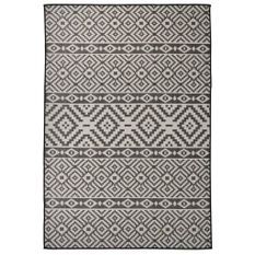 Tapis à tissage plat d'extérieur 160x230 cm Rayures noires