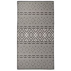 Tapis à tissage plat d'extérieur 80x150 cm Rayures noires