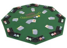 Tapis de jeu de poker octogonal 8 joueurs vert Winner