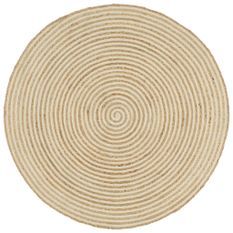 Tapis fait à la main Jute avec design de spirale Blanc 120 cm