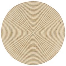 Tapis fait à la main Jute avec design de spirale Blanc 90 cm