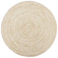 Tapis fait à la main Jute Blanc et marron 240 cm