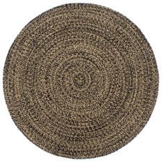 Tapis fait à la main Jute Noir et marron 210 cm