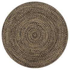 Tapis fait à la main Jute Noir et naturel 150 cm