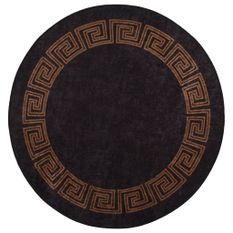 Tapis lavable antidérapant φ120 cm Noir et doré