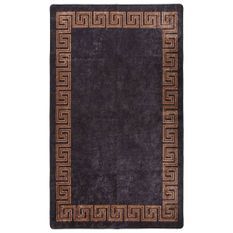 Tapis lavable antidérapant 120x180 cm Noir et doré